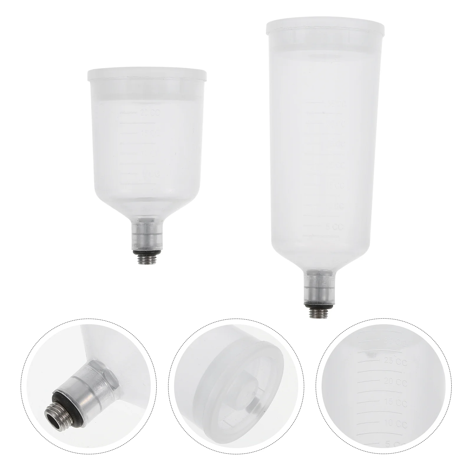 

2 PCS Airbrush Pot Replaceable Hopper Pigment Cup Bottles Clear Spray Refillable Plastic Container