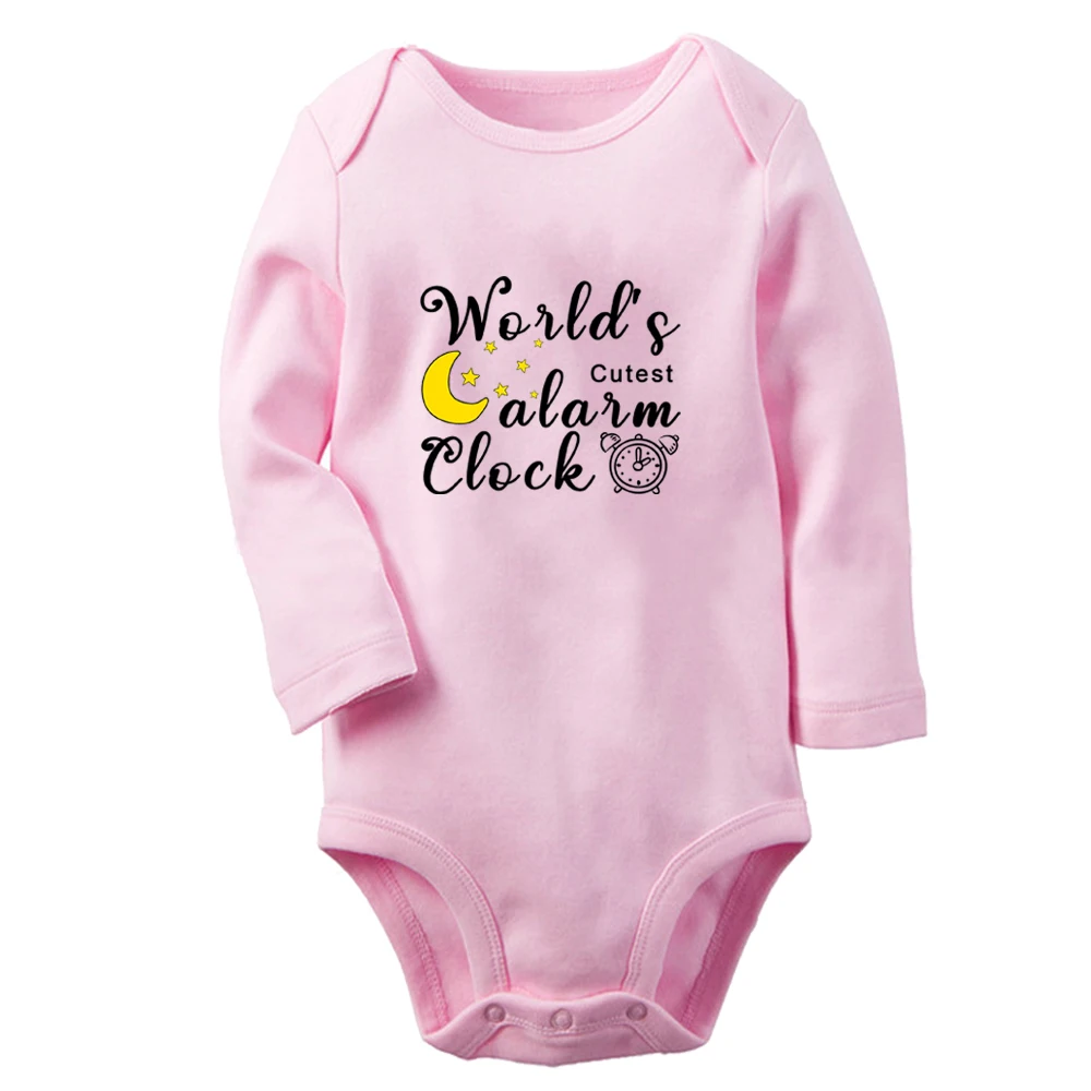 

World's Cutest Alarm Clock Cute Baby Rompers Baby Boys Girls Fun Print Bodysuit Infant Long Sleeves Jumpsuit Kids Soft Clothes