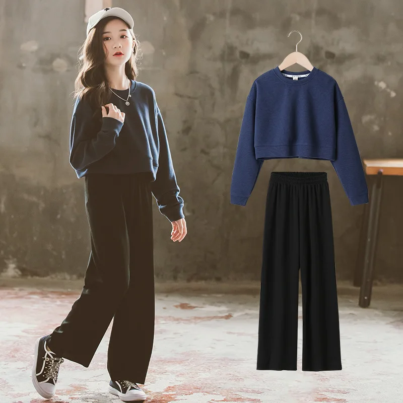 Детский Повседневный костюм из 2 предметов однотонные брюки с длинным рукавом