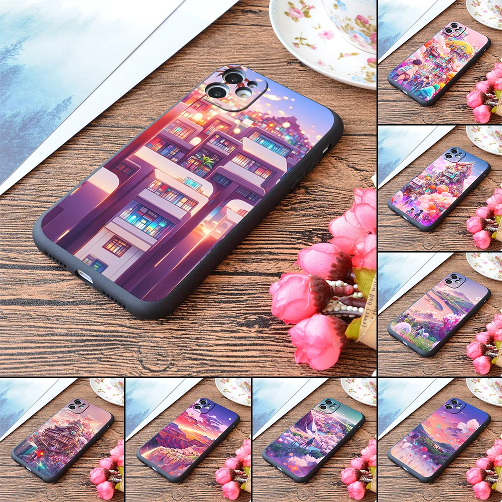 

Palm City Silicone Phone Case For iPhone 13 12 11 Pro Max Mini XS X XR SE 7 8 6 6S Plus Soft Cover Bustle Morning Canyon Lake