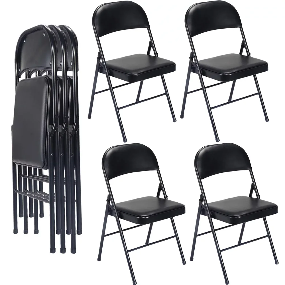 

Vebreda Vinyl Folding Chair (4 Pack), Black