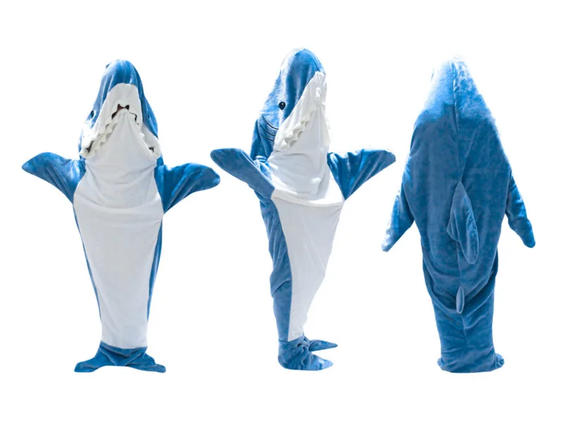 

Cute Cartoon Shark Sleeping Bag Pajamas High Quality Fabric Mermaid Shawl Blanket Office Nap Shark Blanket Karakal For Kid Adult