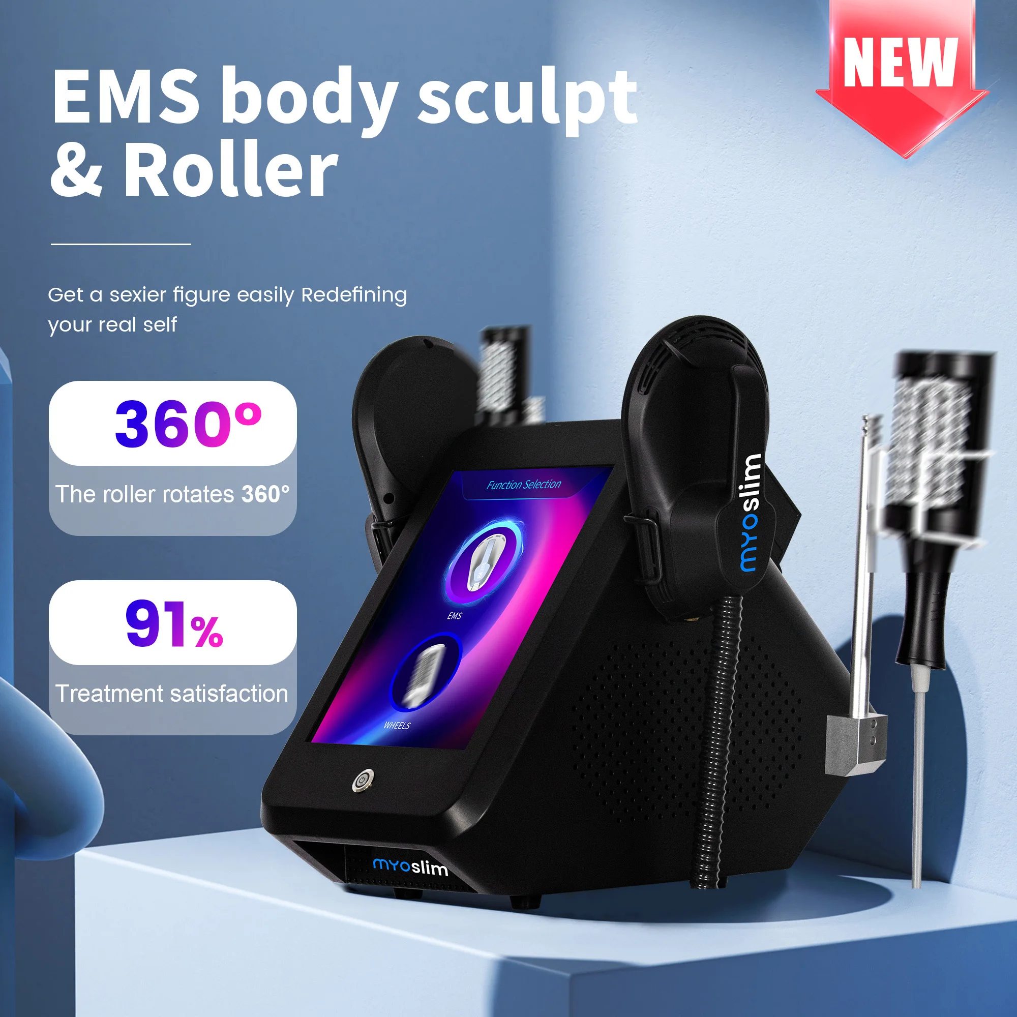 Фото MYOslim EMS Nova Hi-EMT RF Roller 2-в-1 Muscle Gainer для похудения, фитнес-машина, оборудование для здоровья и красоты для салона №2