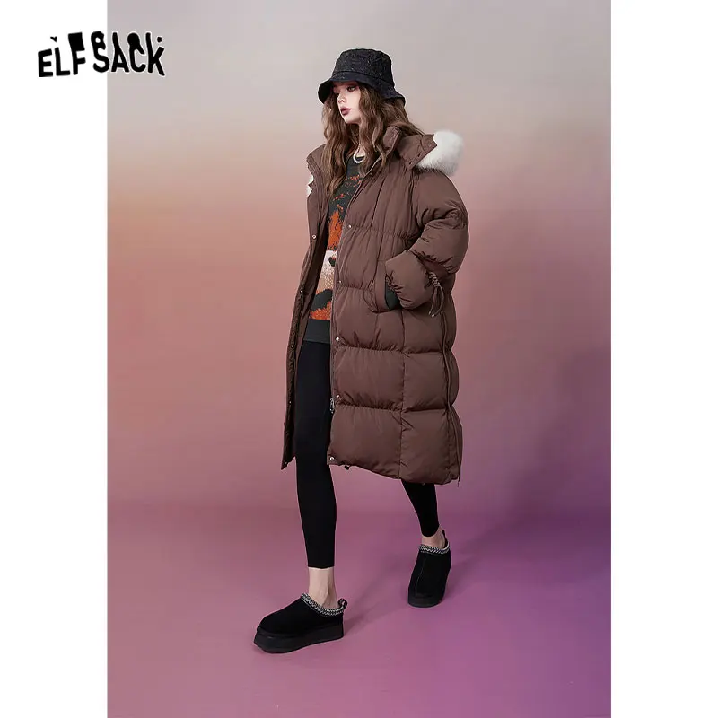 ELFSACK/Новинка Пуховое пальто в китайском стиле для женщин Коллекция 2023 года Зимняя