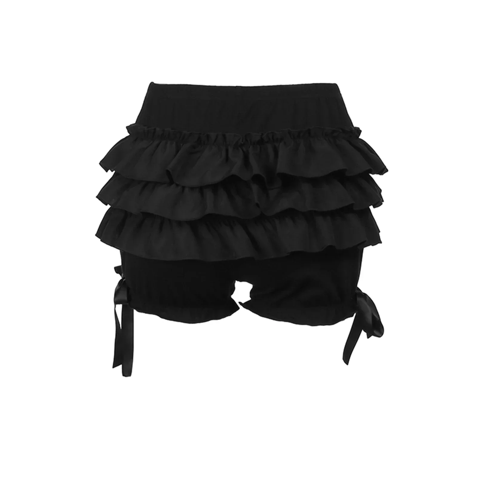Fashion Women Bloomer Shorts Summer Elastic Waist Layered Solid Casual Streetwear for Daily Outfits