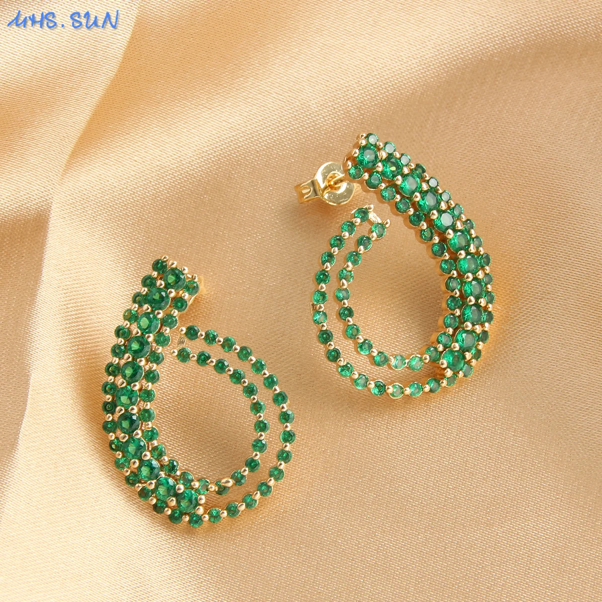 MHS.SUN классические позолоченные серьги-гвоздики с каплями воды блестящий