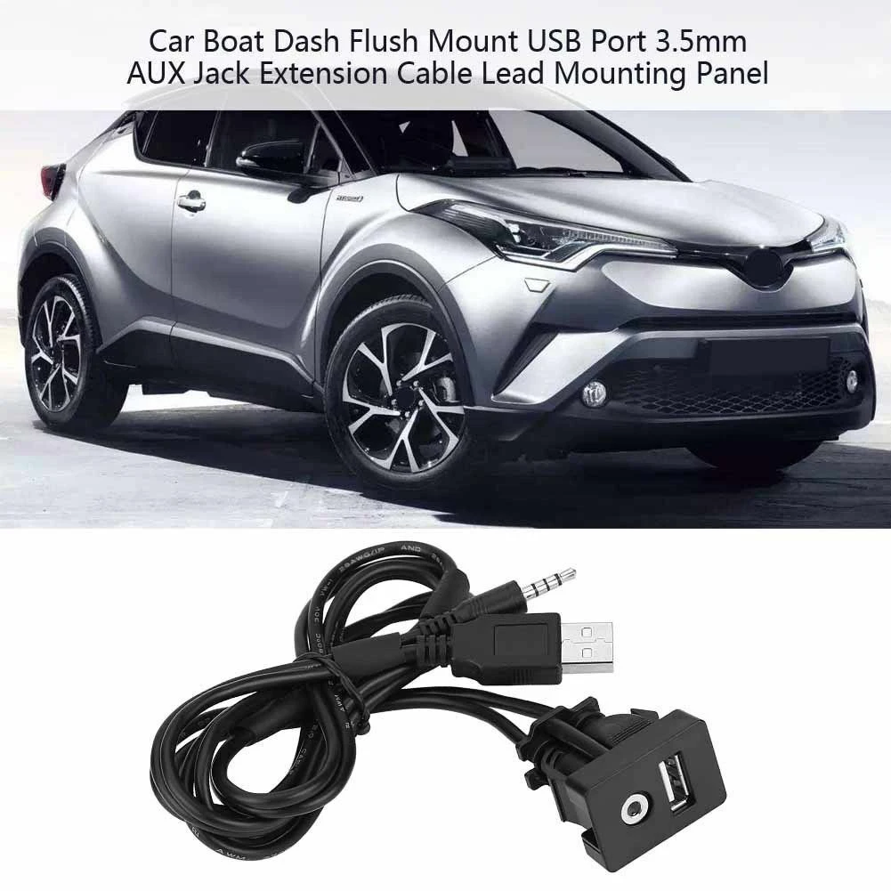 

USB Headphone Cable Audio Socket. AUX Flush Mount Car Dash Mount Extension Cable Lead USB 3.5mm 28AWG Copper+PVC