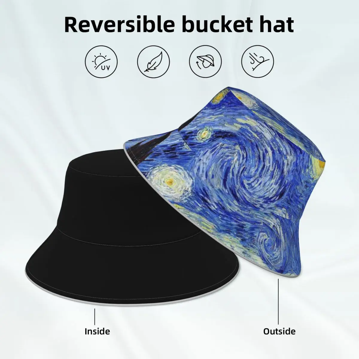 

Панама в стиле Ван Гога, Классическая шапка с рисунком звездной ночи, для Гавайских рыбаков, двусторонняя, светоотражающая, для мужчин и женщин