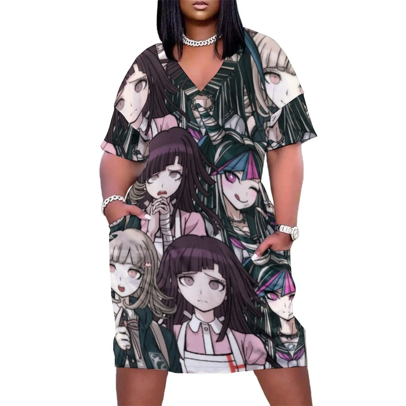 Mikan Tsumiki/Ibuki Mioda/Chiaki Nanami свободное платье с карманами пляжное для женщин лето 2021