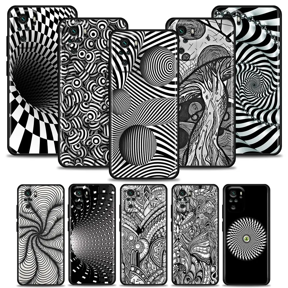 

Phone Case for Redmi 10 9 9A 9C 9i Case K20 K30 K40 Plus Note 10 11 Pro Soft Silicone Cover Ball Linear Ideas Op Art