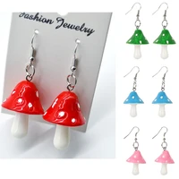 2022 fashion jewelry simulation mushroom dangle earrings cartoon acrylic ear ring for women girls teenager gifts