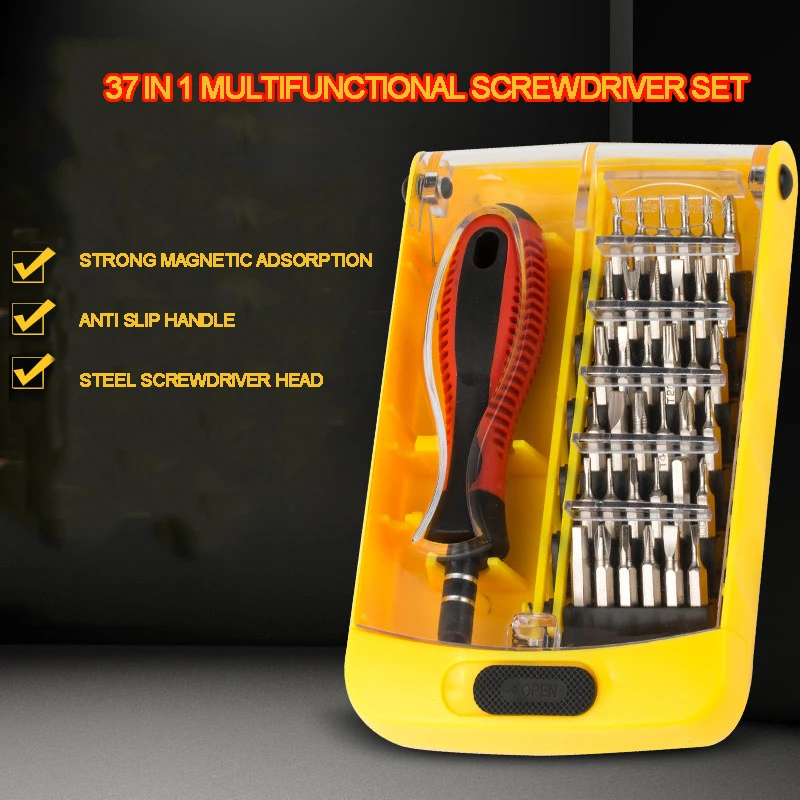 

Screwdriver Set 37 In 1 Precision Handle PH2 Portable Torx Slotted Bits Electric Repair Kit Cell Phone Hand Tools Screw driver