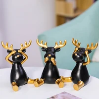 cute black elk sculpture decoration resin animal statue modern living room home decoration desk decoration christmas gifts