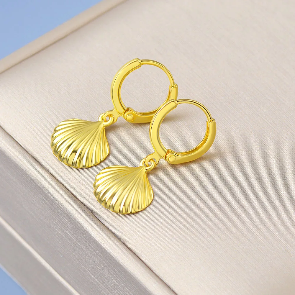 

Women Shell Hollow Dangle Drop Earrings 14K Gold Boho Beach Simple Delicate Handmade Hypoallergenic Earring Jewelry Gift
