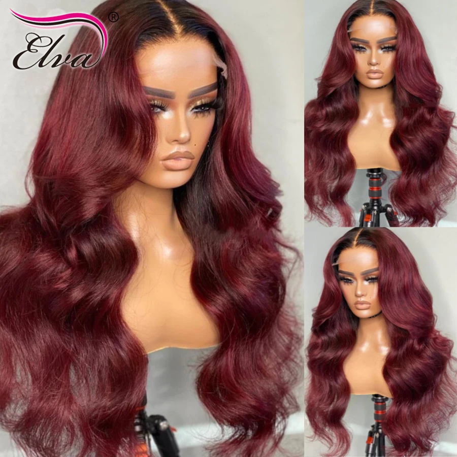 

99j Deep Part 13x6 Lace Front Wig Brazilian Hair Ombre Human Hair Lace Front Wig For Women Natural Colored 4x4 Lace Closure Wig