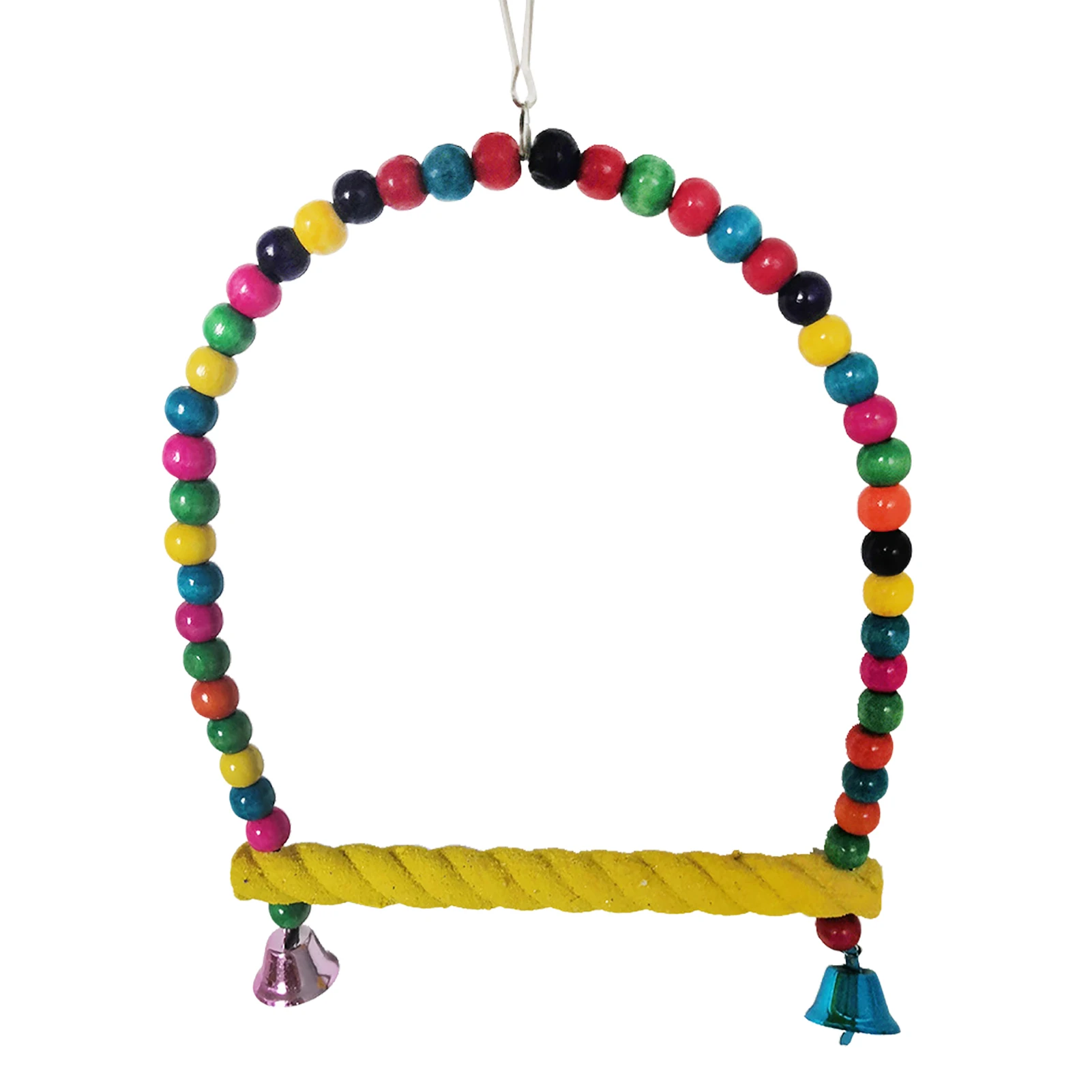 

Игрушки-качели для попугаев с колокольчиками, подвесная стоячая Жевательная стойка, стоячая лестница, клетка для птиц, красочные игрушки, п...