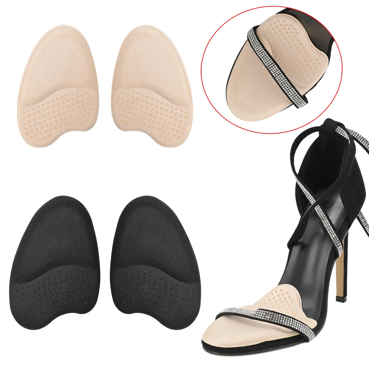 

Forefoot Pad for High Heels Relief Forefoot Insert Half Size Insoles Non-slip Sole Shoe Breathable Sweat Absorbing Foot Pads