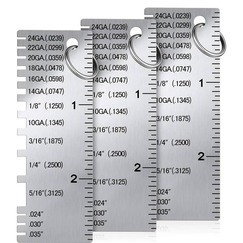 

Metal Gauge Thickness Gauge 3 Pack Stainless Steel Wire Gauge Size Inspection Tool Welding Tool Accessories