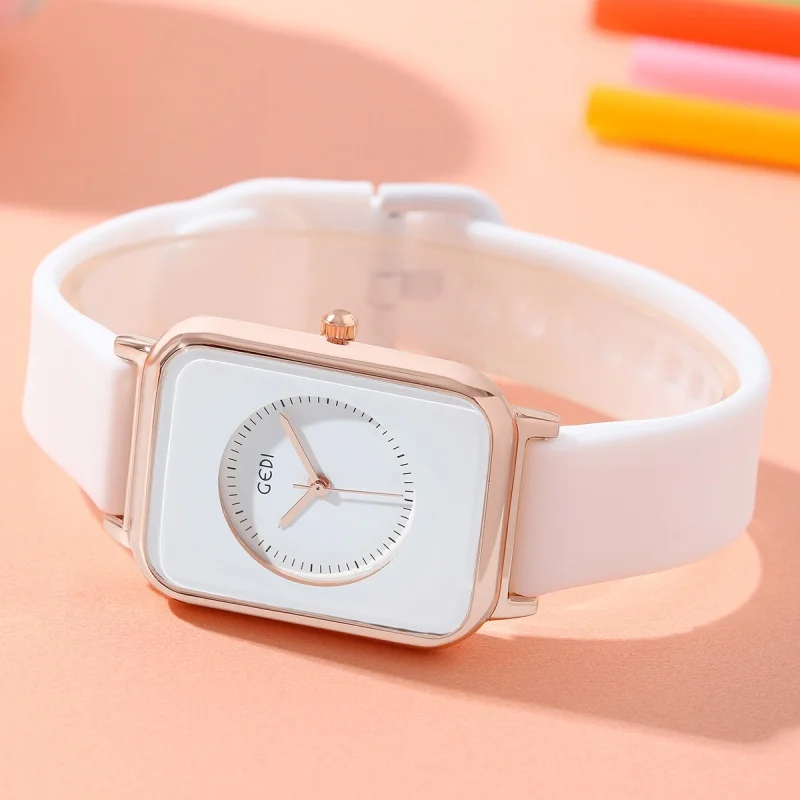 Simple Silicone Band Female Student Ins Style Good-looking Summer Square Quartz Waterproof Watch
