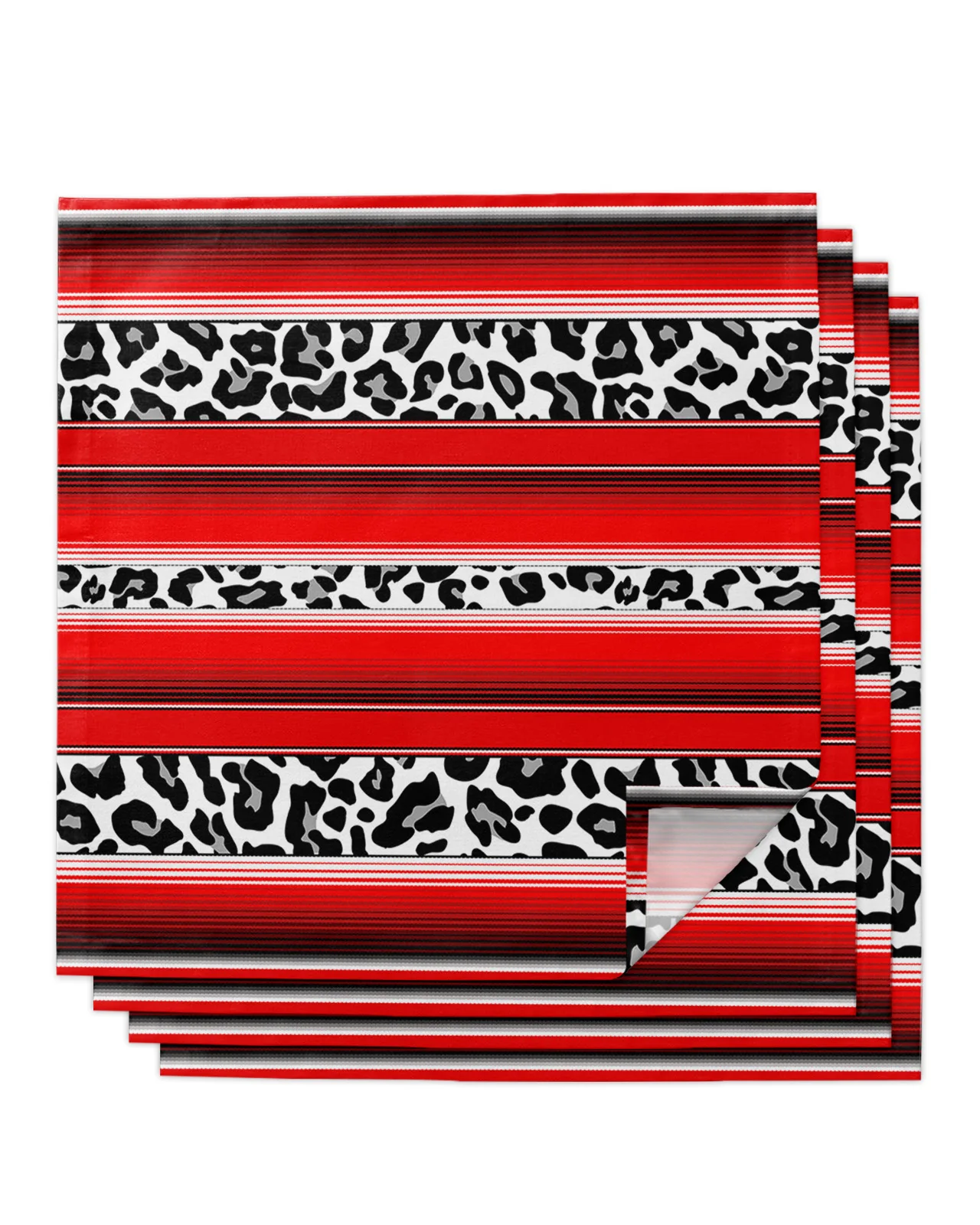 

4pcs Mexico Stripes Leopard Animal Skin Red Square 50cm Table Napkin Wedding Decoration Table Cloth Kitchen Serving Napkins
