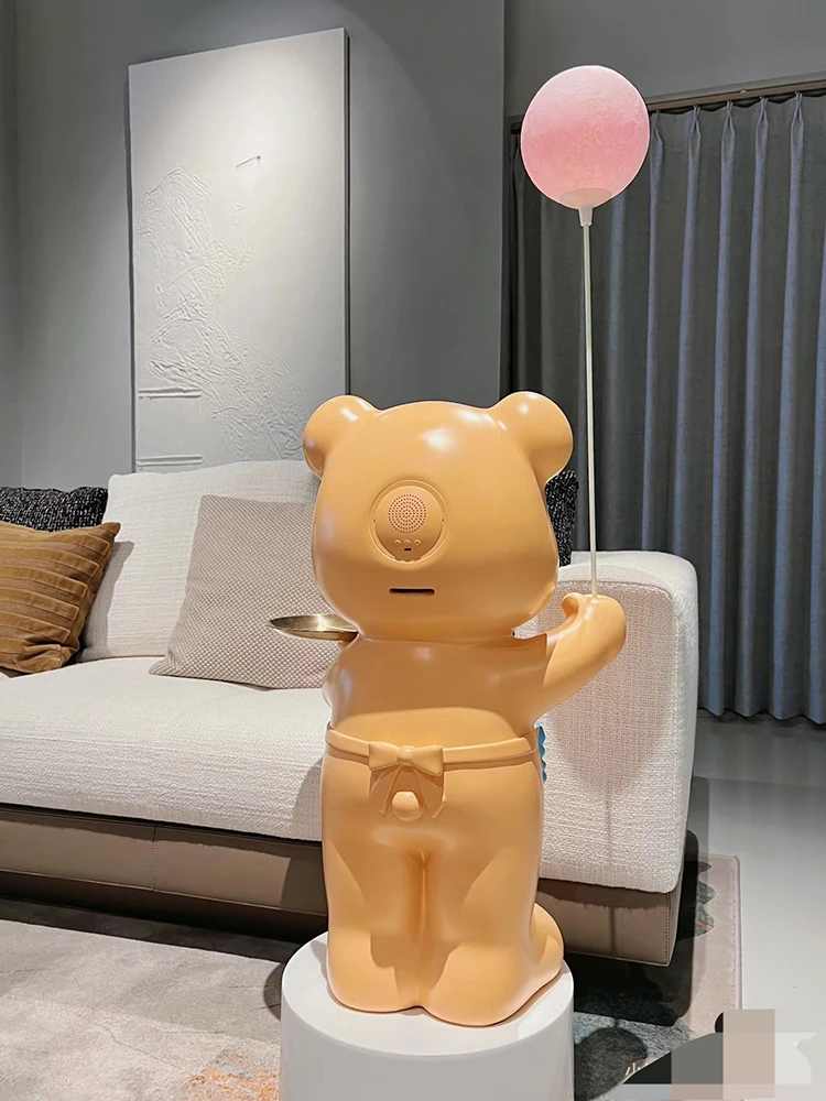 Скульптура милый фартук медведь украшение для пола копилка звук гостиная ТВ-шкаф