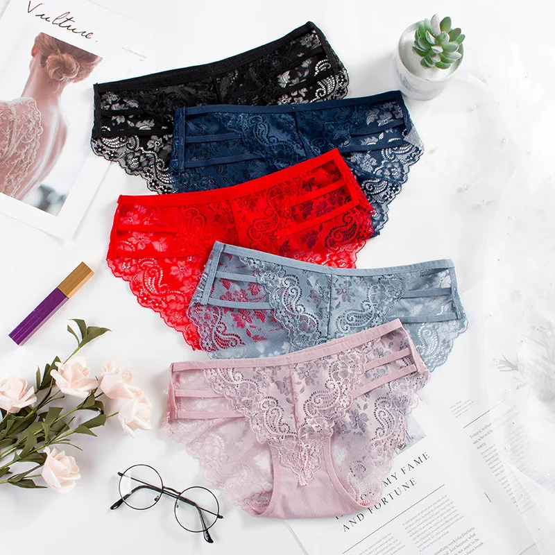 

Women's Sexy Underwear Lace Cotton Panties Seamless Women's Briefs Low Waist Sexy Underpants Female Hollow Out Solid Underwear