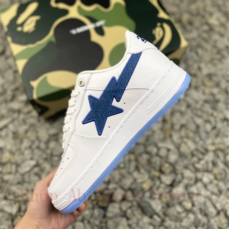 NEW Original A Bathing Ape Sta White Blue Shoes Men Sport Shoes Running Shoes Women Sneakers Casual Sandals Size:36-45