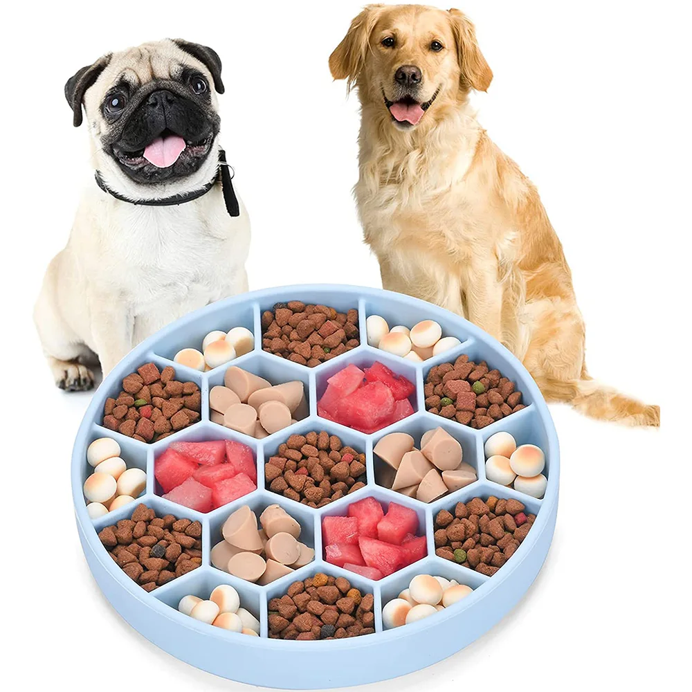

Dog Slow Feeder Bowl Pet Slow Food Bowl Non Skid Silicone Fun Feeder Slow Eating Bowl with Suction Cup Anti-Gulping Dog Bowls