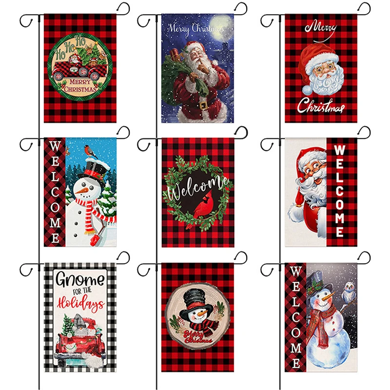 

Новые искусственные флаги с Санта-Клаусом, снеговиком, комнатные и уличные украшения для дома, зимние подвесные флаги для счастливого фести...
