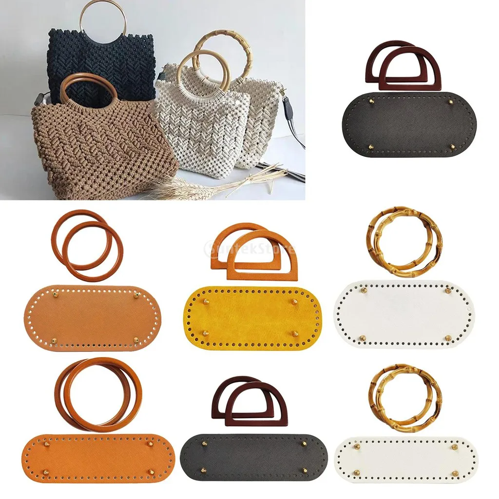 

[SIMHOA] Crochet Bags Nail Bottom Shaper Pad with Holes & Bag Handle DIY Bags Accessories