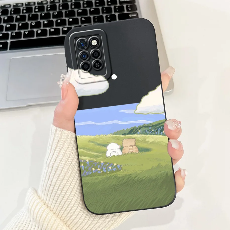 Противоударный чехол для Infinix Note 10 Pro NFC X695 X695C мягкий силиконовый с милой пандой и