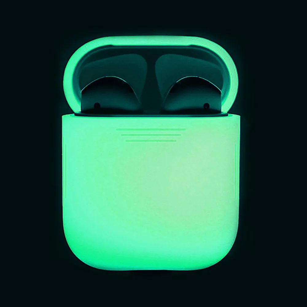 Besegad Silicone Protector Case Holder Shell Cover Glow in the Dark for Apple AirPods Air Pods 1 2 Wireless Earphone Accessories