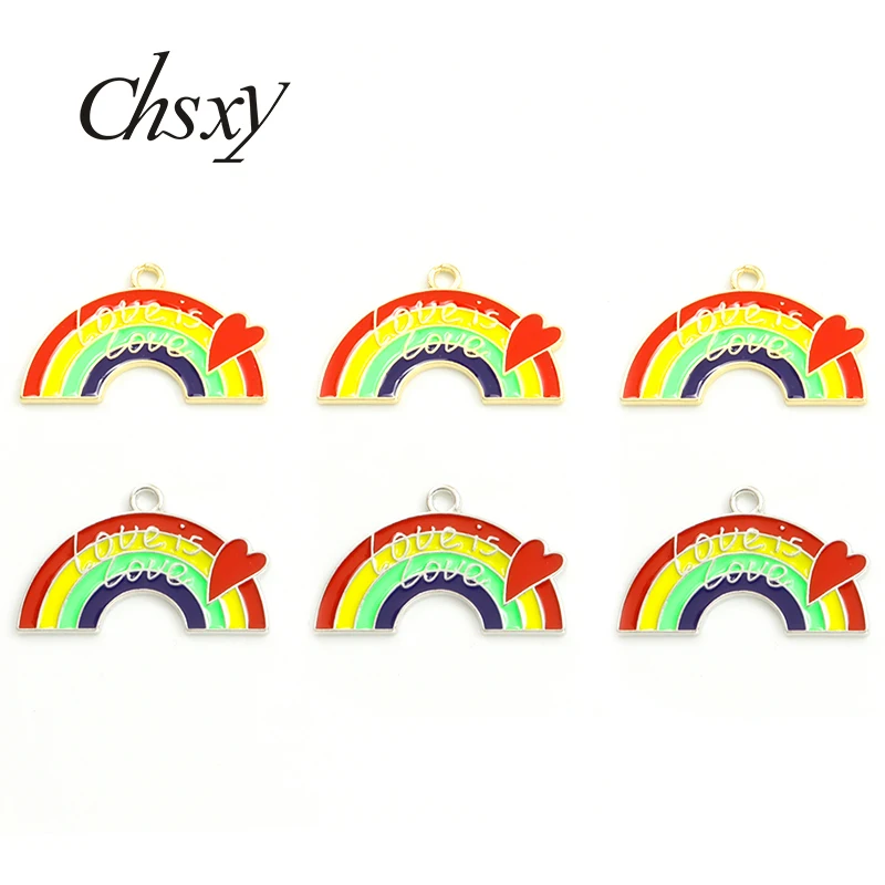 

10pcs 18x30mm Rainbow Heart Enamel Charms LGBT Love is Love Metal Pendant For Making DIY Fashion Handmade Jewelry Findings Craft
