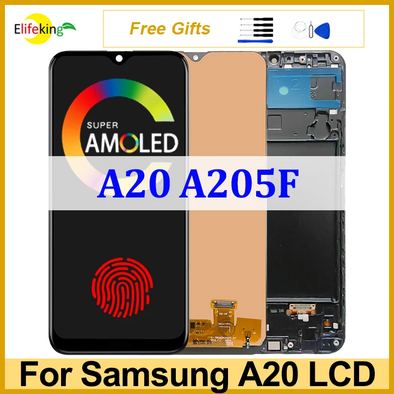 

Original LCD For Samsung A20 A205 A205F Display Touch Screen A205GN A205G Digitizer Assembly Screens Replacement 100% Tested