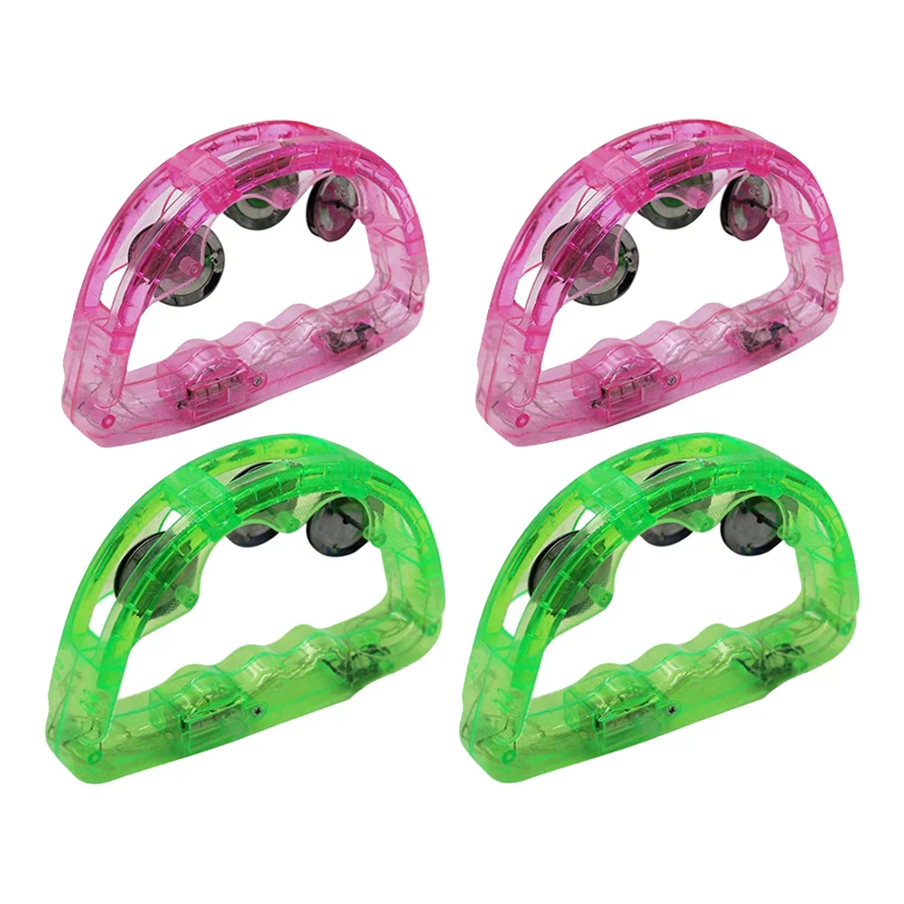 

4 Pcs LED Luminous The Flash Toys Hand Bells Circle Small Light Tambourines Abs Tambourine Bell Baby