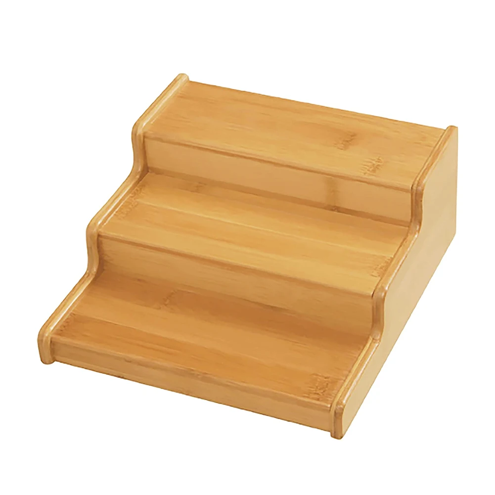 

3 Tier Expandable Organizer Solid Storage Holder Seasonings Bamboo Rack 8.75-15 Inch Kitchen Cabinet Bathroom Display Home