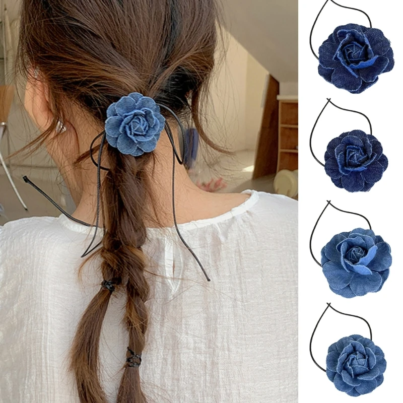 

Blue Camellia Choker Necklace Flower Collar Necklace Jewelry for Women Girls