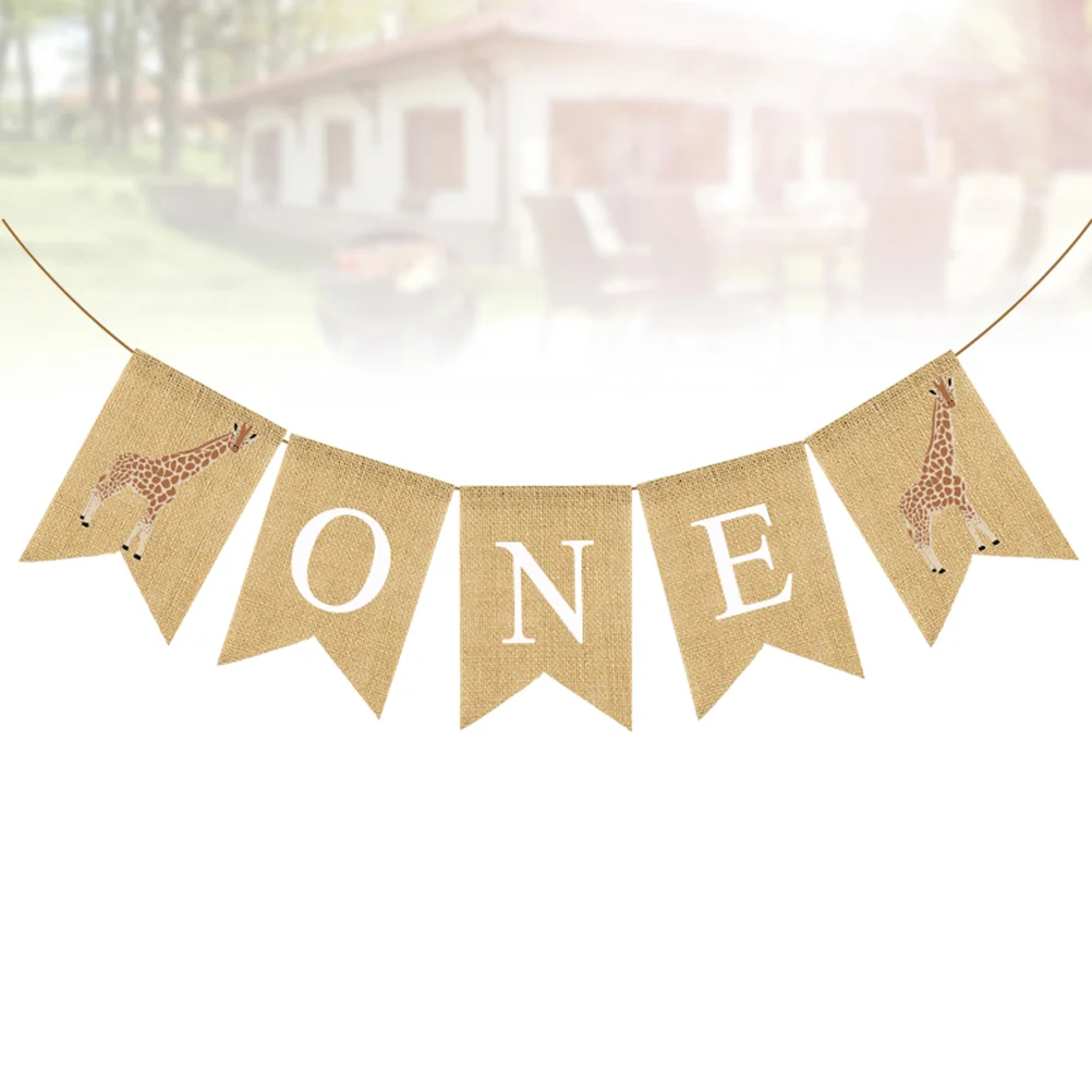 

Banner Birthday Baby Bunting Burlap Swallowtail 1 Party Shower Linen Flags Flag Garland Highchair 1St Decorations