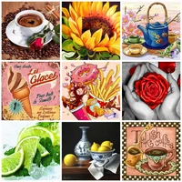 5d diy diamond painting afternoon tea coffee rose diamond embroidery needlework kitchen art mosaic full drill home decor gifts