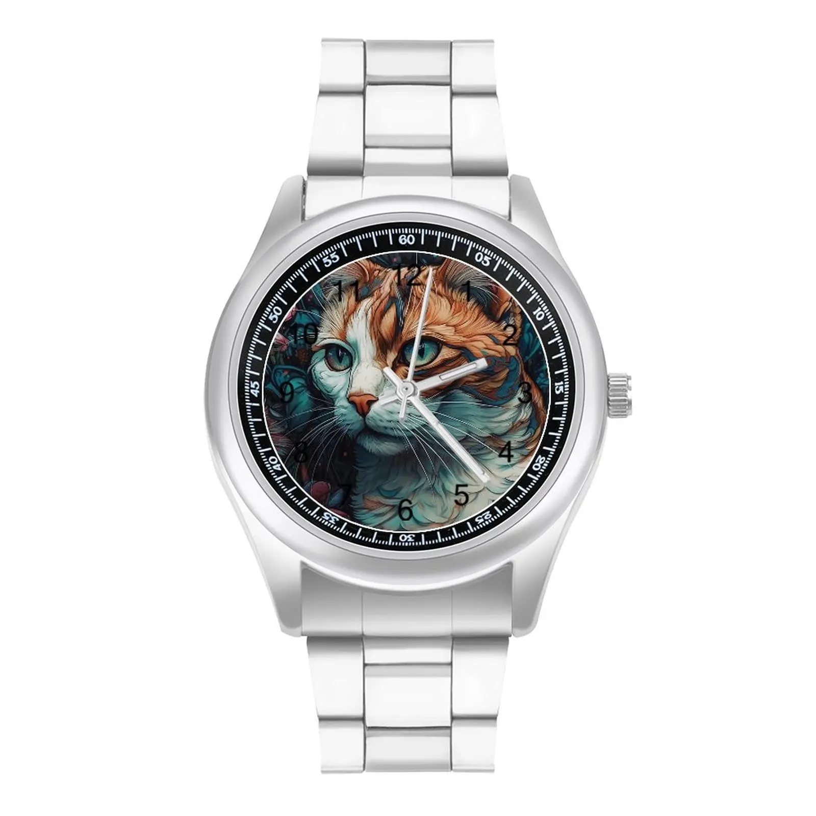 

Cat Quartz Watch Neon Colorful Painting Promotion Modern Wrist Watches Steel Couple Business Photo Wristwatch