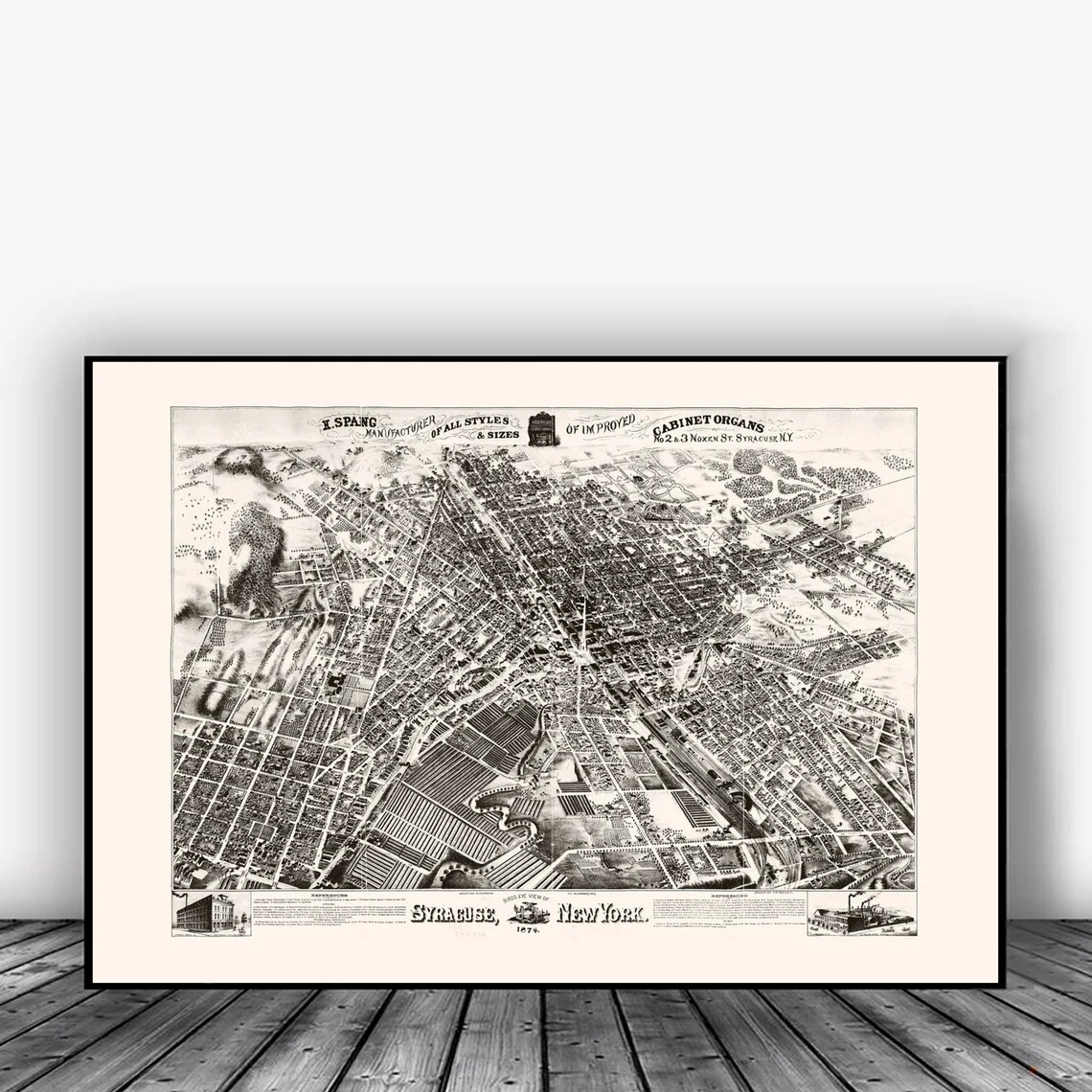 

Antique Map Of Syracuse - Syracuse New York Map - Antique Map Print, Historical Wall Art, Living Room Decor, Bird's Eye View Map