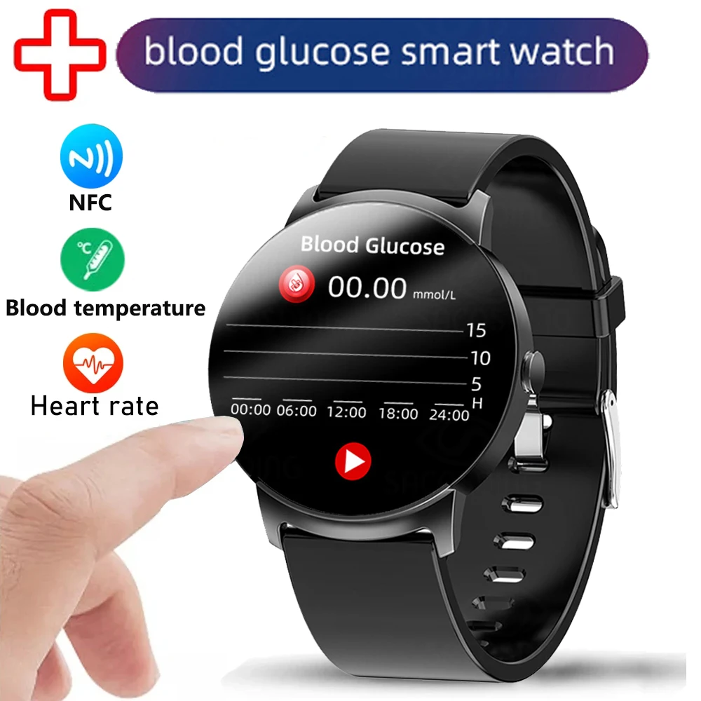 

Умные часы NFC с измерением уровня сахара в крови, артериального давления, кислорода, температуры тела, пульса, умные часы, Женский фитнес-браслет, HD-экран