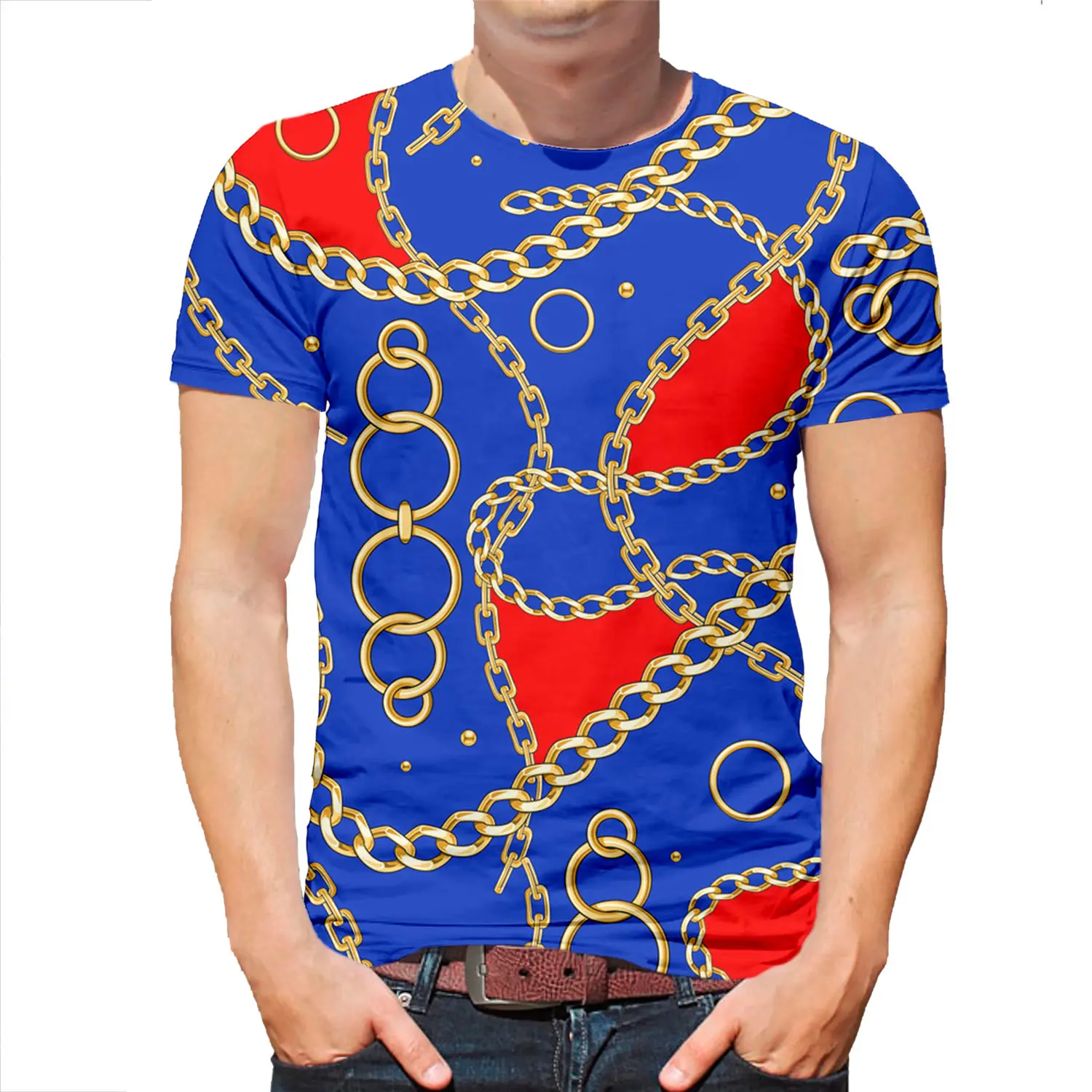 

Модные футболки с 3d принтом, серия цепочек, повседневная мужская футболка, толстовка с коротким рукавом, одежда, топы, летняя одежда для женщ...