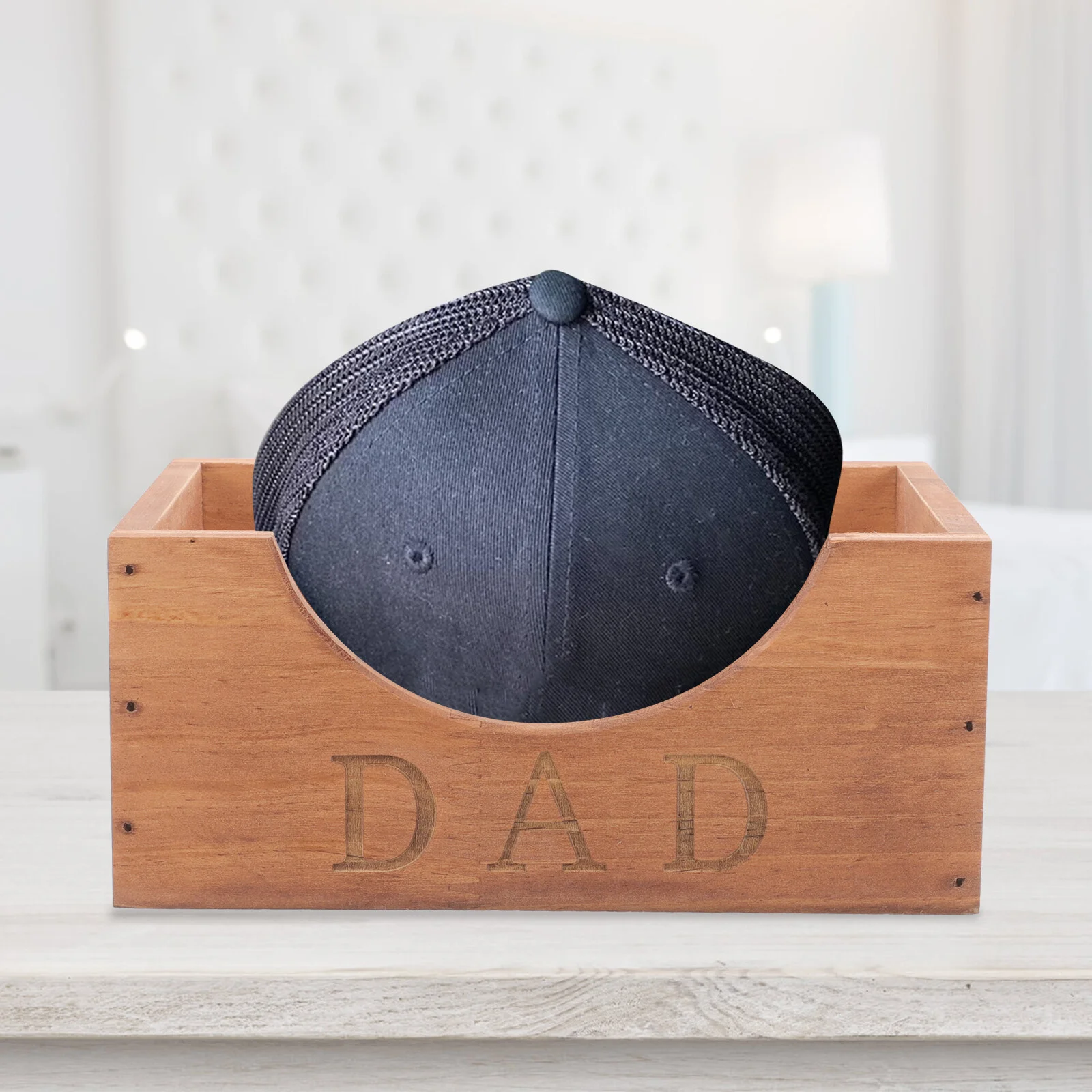 

Wood Hat Storage Box Wooden Hat Display Box Desktop Organizer Table Storage Box