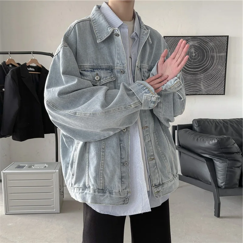 

Fashion Spring and Autumn Denim Men's Jacket For Loose Fitting Trendy Student Outerwear