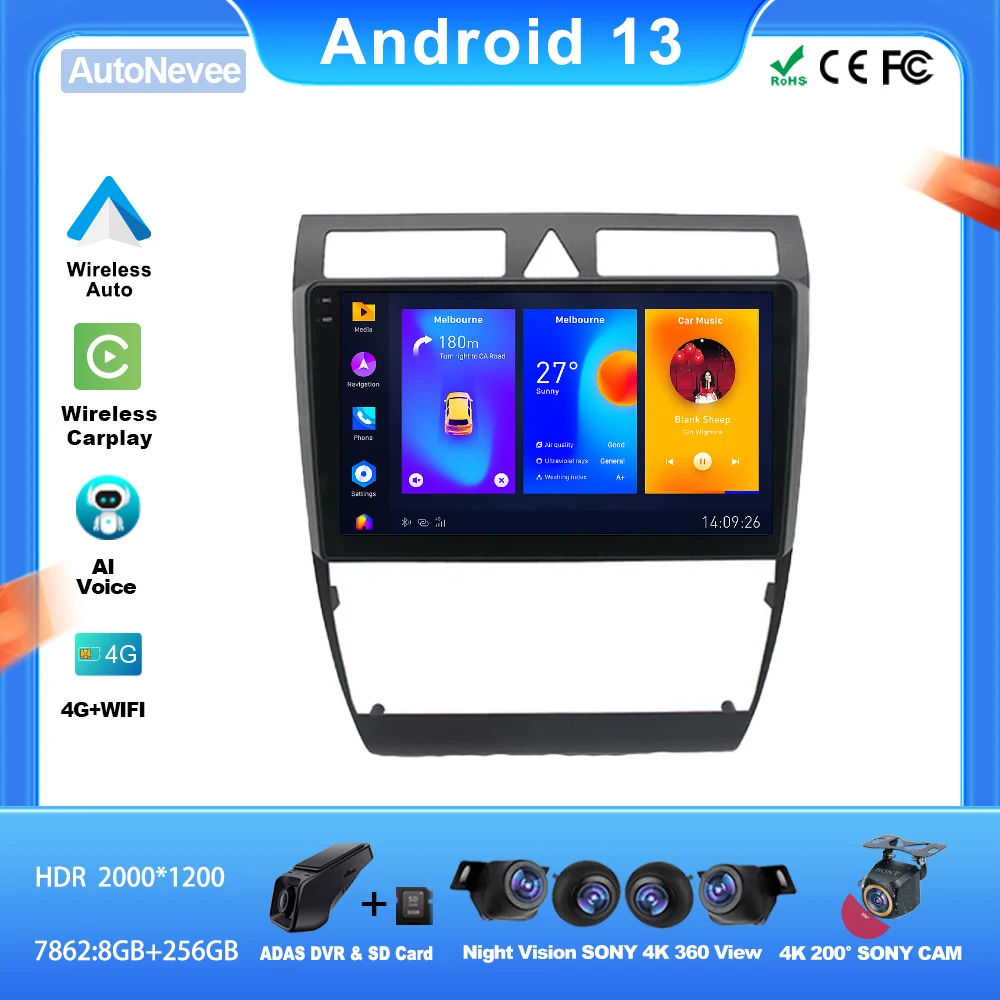 

Car Radio Android For AUDI A6 C5 1997-2006 S6 Multimedia Video Player 5G DVD Wifi DSP Stereo Receiver CarPlay Display Automotive