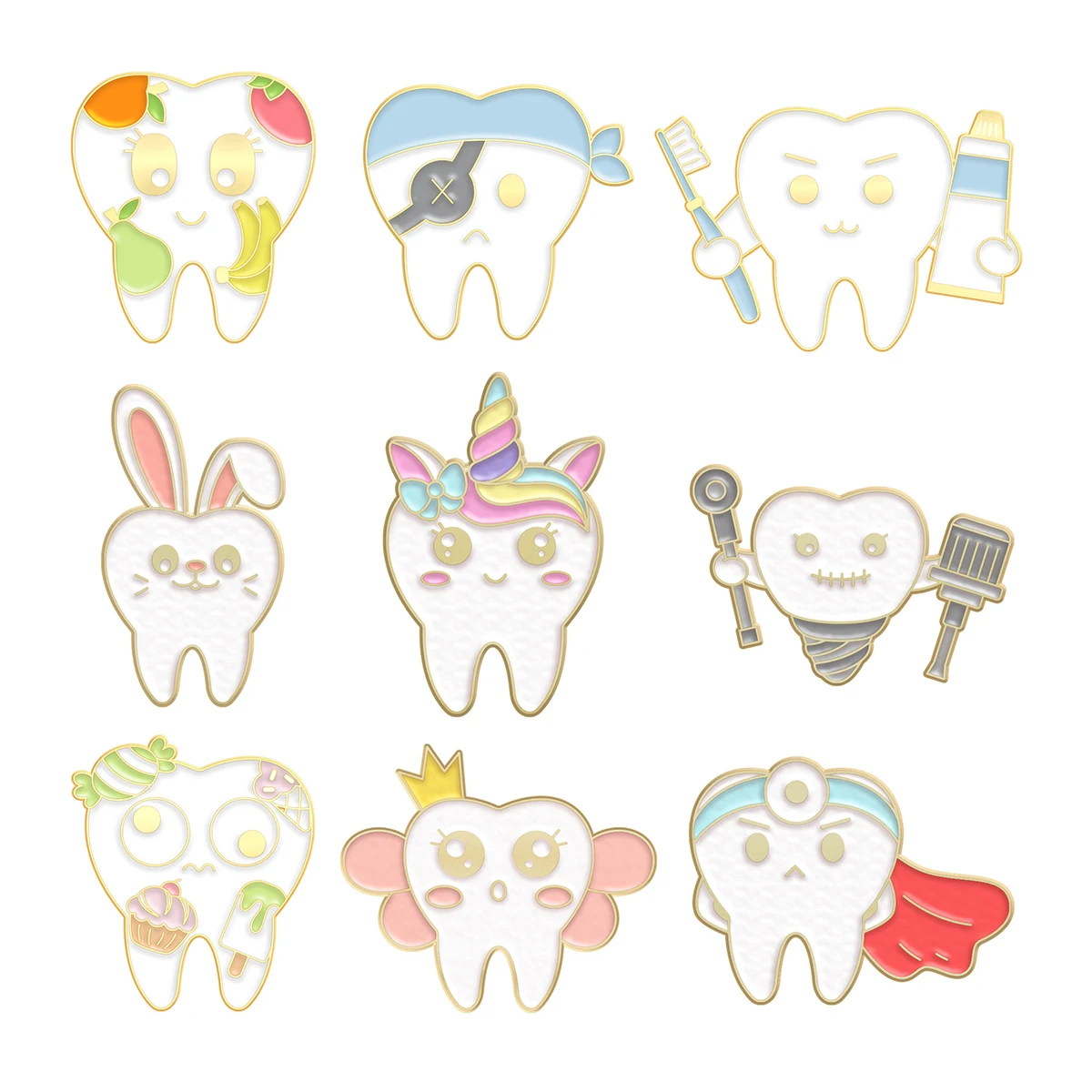 

Tooth Pins Brush Teeth Pins Care for Teeth Protect Teeth Pins Backpack Clothing Accessories Alloy Enamel Lapel Pins Brooch