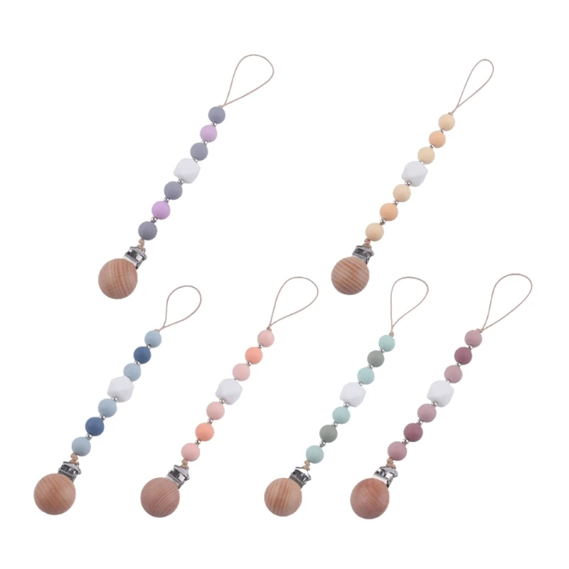 

Pacifier Clip Safe Teething Chain Baby Teether Toy with Soft Silicone Beads N1HB