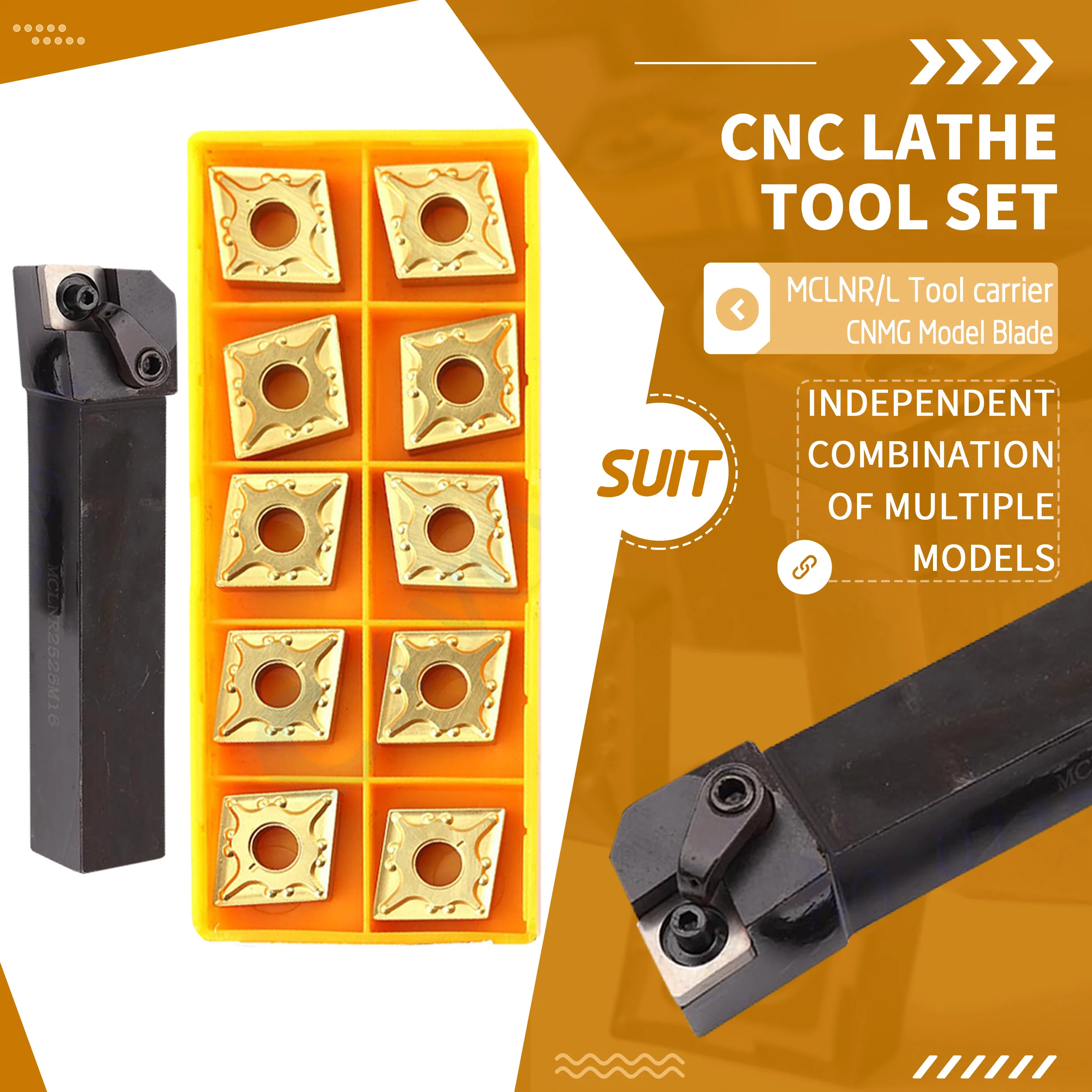 

1pc MCLNR1616H12 MCLNR2020K12 MCLNR2525M12 MCLNL1616H12 External Turning Tool Holder +10pcs CNMG Carbide Inserts Lathe Tool Set