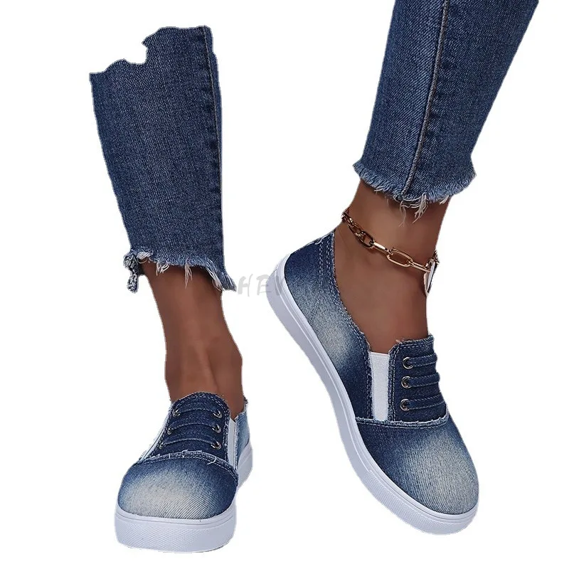 

Повседневные туфли на плоской подошве, лидер продаж 2022, новые стильные большие парусиновые туфли, женская модная универсальная простая жен...